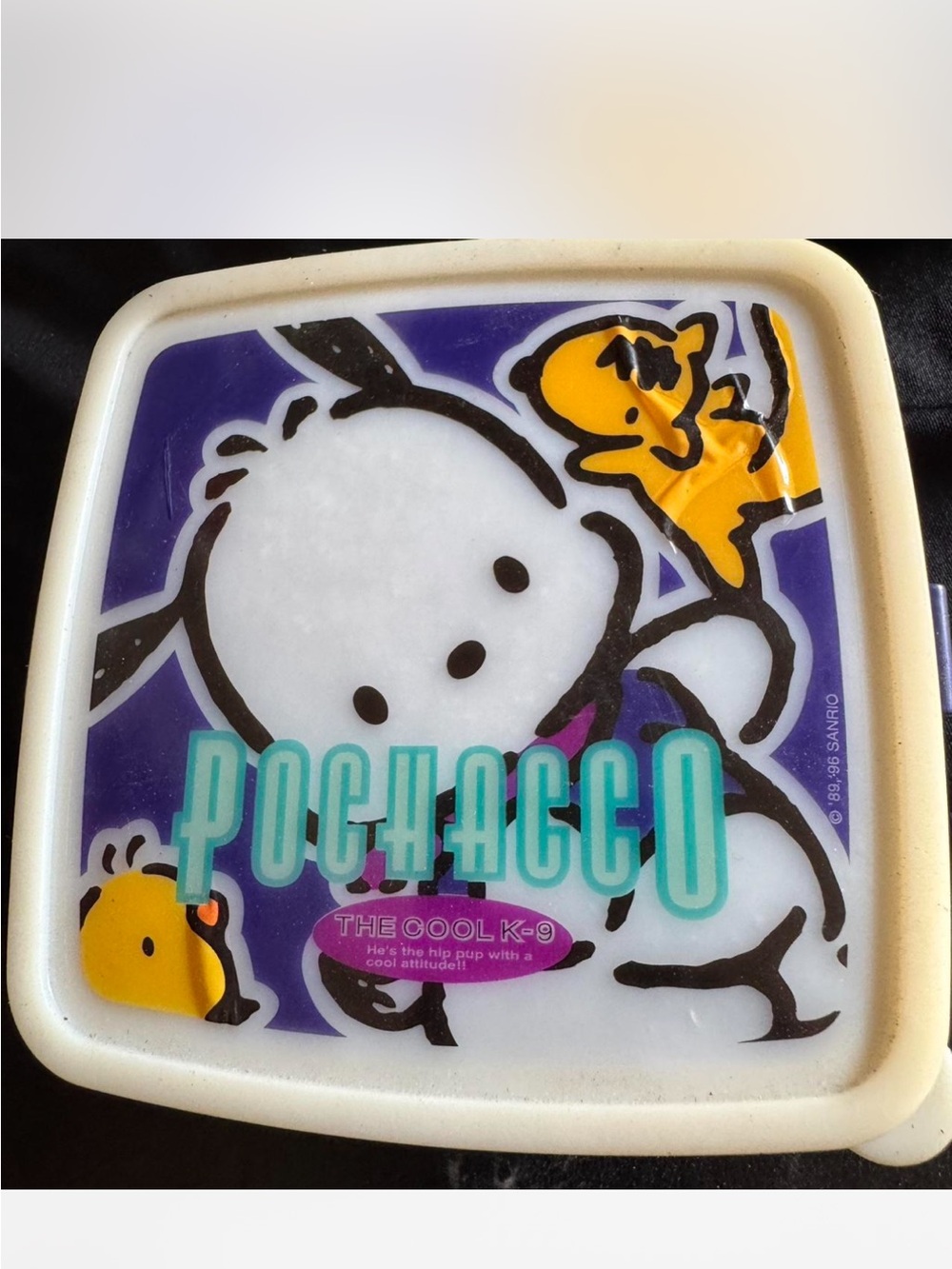 Sanrio Pochacco Graphic Lid — Purple, White & Yellow Accents